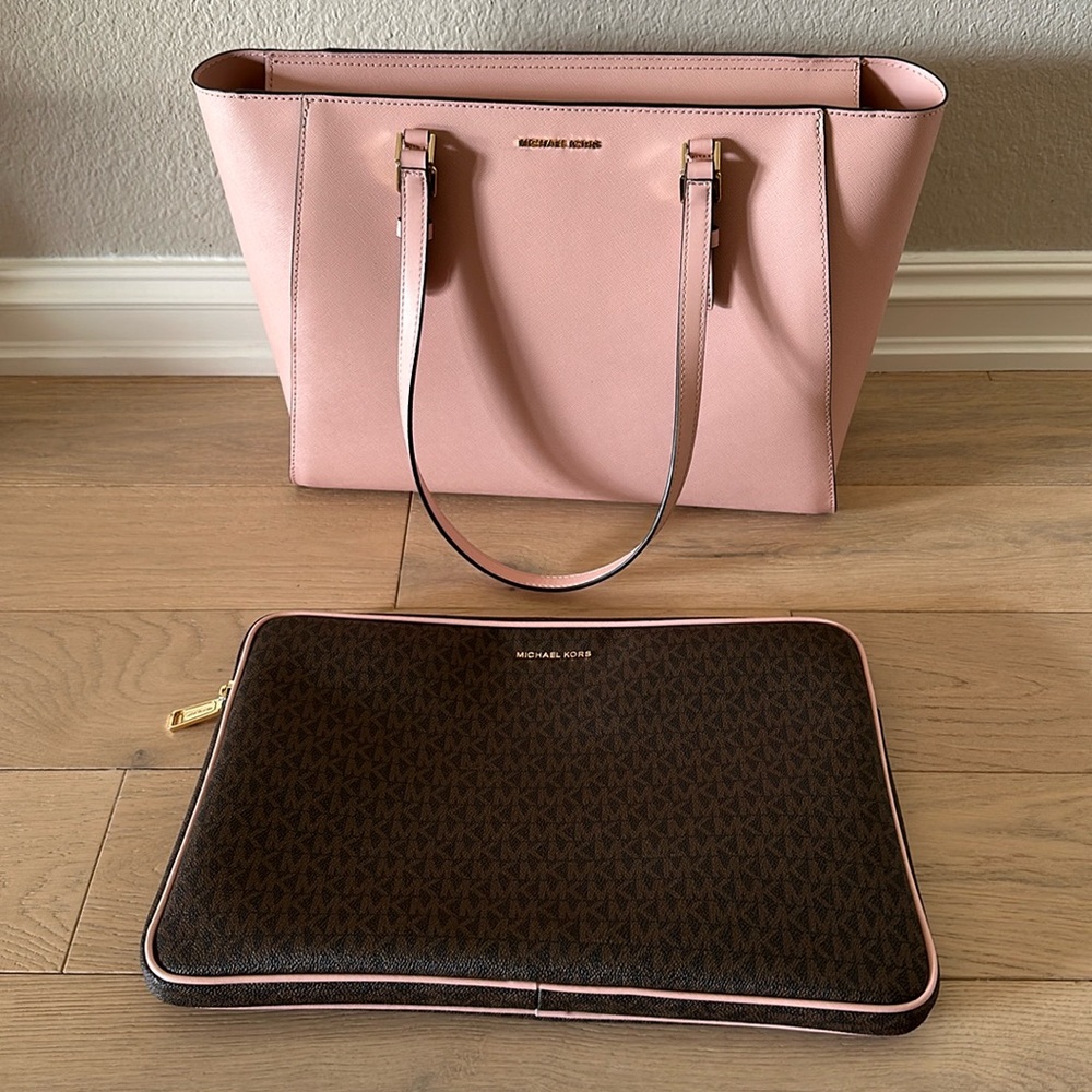 Michael Kors Large 2-In-1 Saffiano Leather Tote Bag with laptop case